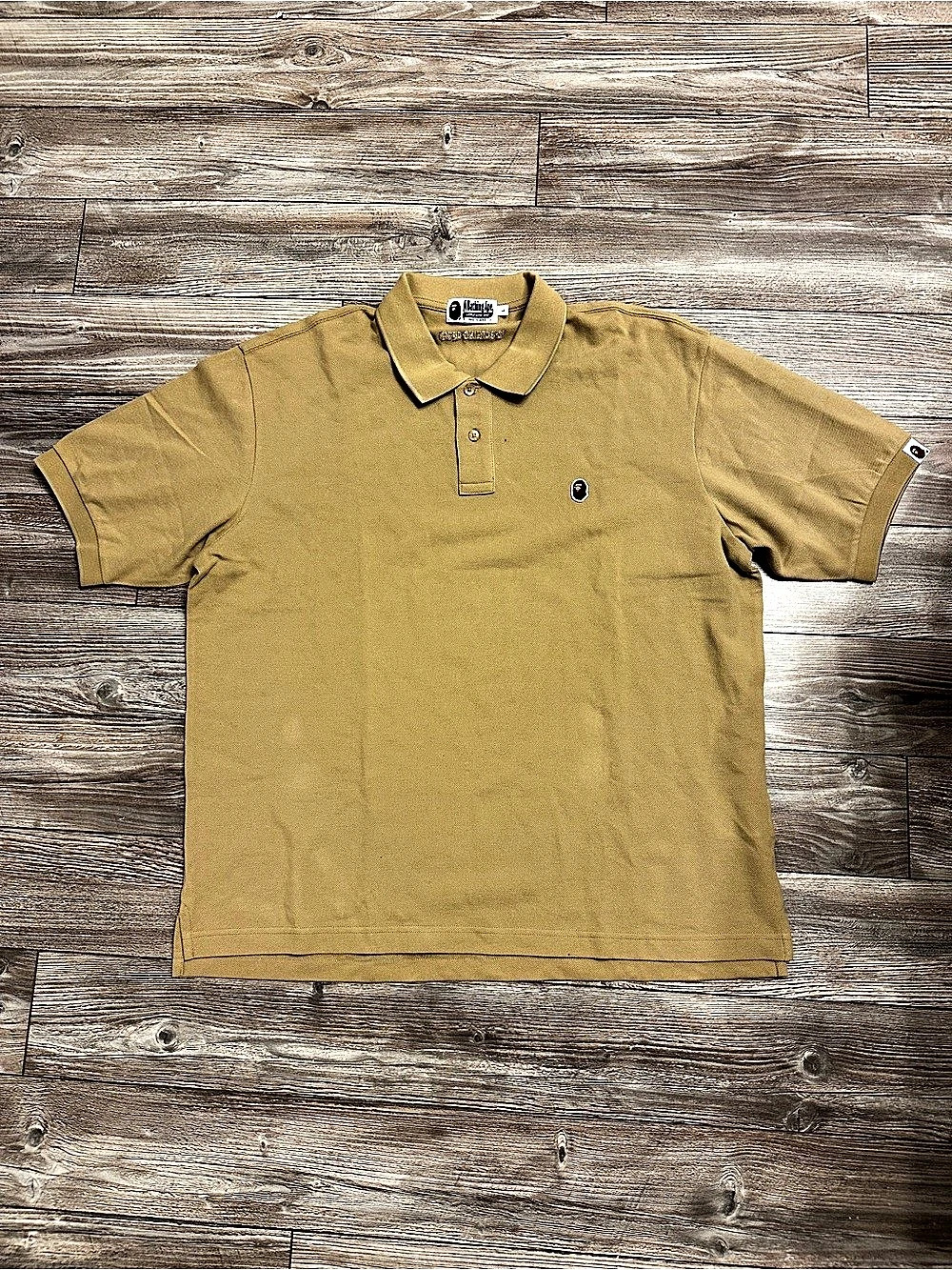 A Bathing Ape Head Logo Polo Shirt Men's Brown Polo Size Large